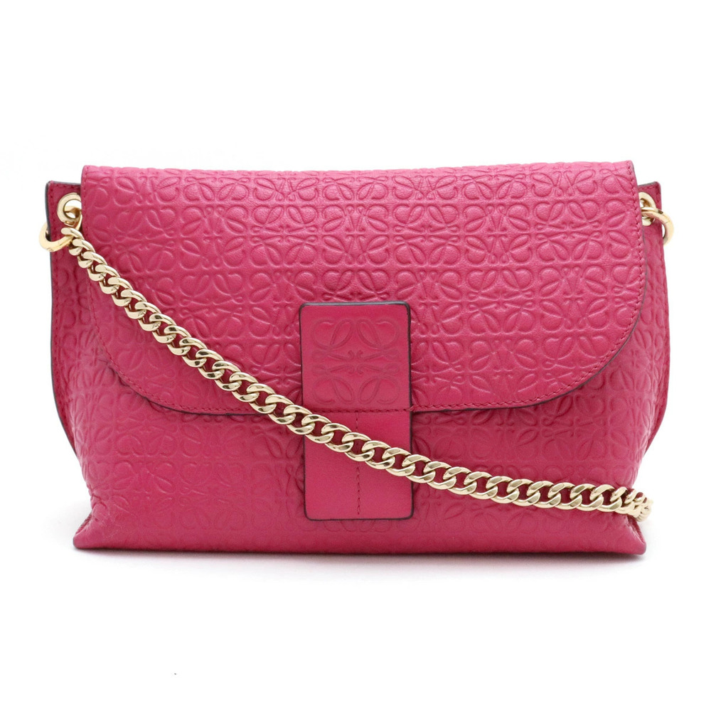 Loewe Anagram Avenue Crossbody Bag Chain Leather Fuschia Pink